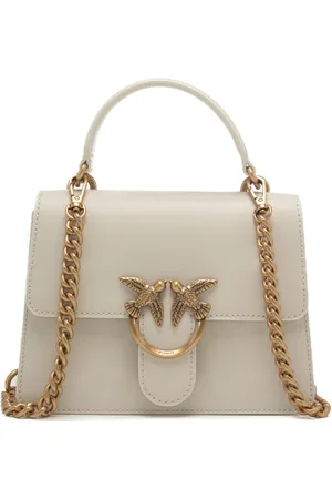 Pinko Love one top handle mini in pelle avorio e oro