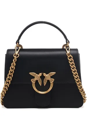 Pinko Love one top handle mini in pelle nero e oro