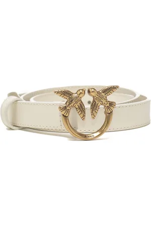 Pinko Cintura sottile 2cm love birds in pelle avorio