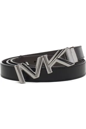 Michael Kors Cintura da uomo reversibile in vera pelle black nero e fibbia monogram argento