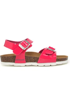 GRÜNLAND Sandali da bambina luce con fascetta e cinturino in vera pelle verniciata fuxia