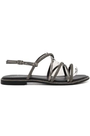 Coral Blue Sandali bassi da donna con fascette con strass grigio gun metal