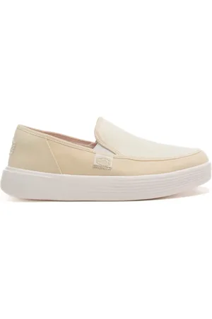 Hey dude Mocassini da uomo sunapee canvas in tessuto senza lacci bianco white