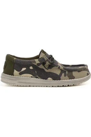 Hey dude Mocassini da uomo wally washed camo con lacci elastici e suola leggera militare