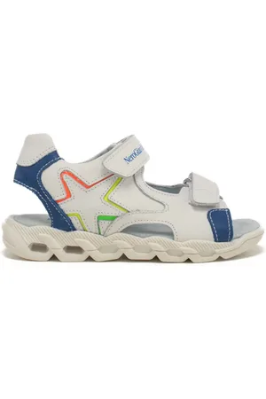 Nero Giardini Sandali da bimbo con chiusura a doppio strappo in velcro con stella multicolor in pelle bianca
