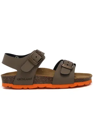 GRÜNLAND Sandali da bambino luce con fascetta cut-out e cinturino in vera pelle tortora arancio