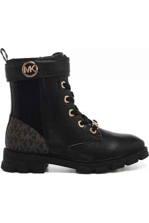 Michael Kors Stivaletti anfibi da bambina ridley stark con lacci in tessuto e occhielli oro e nero black