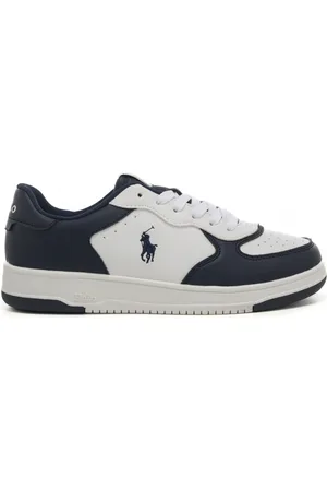Ralph Lauren Sneakers da ragazzo masters court con lacci in tessuto blu navy e bianche