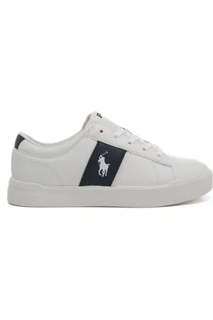 Ralph Lauren Sneakers da ragazzo frazier con lacci bianche e blu navy