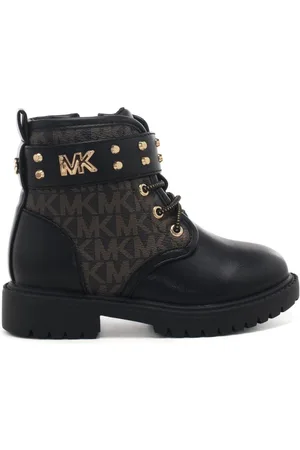 Michael Kors Stivaletti anfibi da bambina madeline haskell stud con lacci e fascia con borchie oro black brown