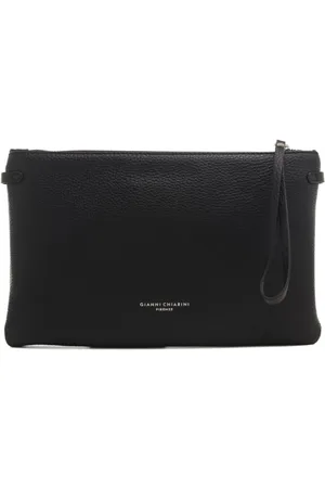 Gianni chiarini Pochette da donna hermy con polsino e tracolla in vera pelle bottalata nera
