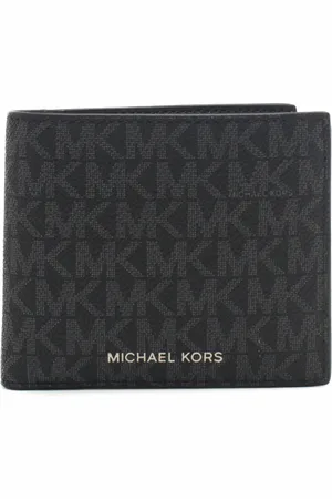 Michael Kors Portafoglio da uomo in vera pelle con logo all over e logo lettering nero