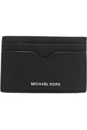 Michael Kors Portacarte da uomo in vera pelle martellata con logo lettering nera