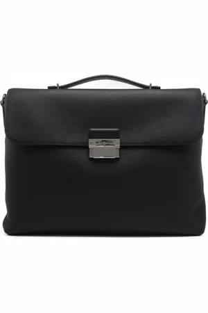 Michael Kors Borsa portadocumenti hudson da uomo in vera pelle martellata nera