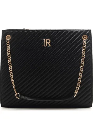 John Richmond Shopping bag kleebe da donna con manico in catena e spallina nero e oro
