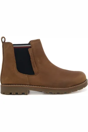Tommy Hilfiger Stivaletti per bambino chelsea cuoio in pelle scamosciata e fasce logate elasticizzate