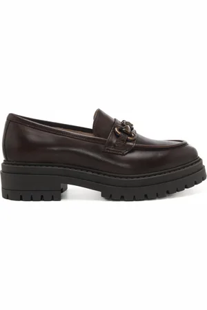 Nero Giardini Mocassino con fibbia in metallo argento in vera pelle marrone