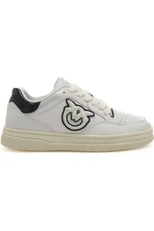 Pinko Sneakers da donna in vera pelle con inserto a contrasto sul retro bianco nero