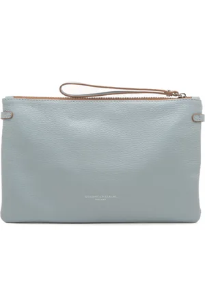 Gianni chiarini Pochette da donna hermy con polsino e tracolla in vera pelle bottalata celeste