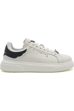 John Richmond Sneakers action leather in vera pelle bianco nero