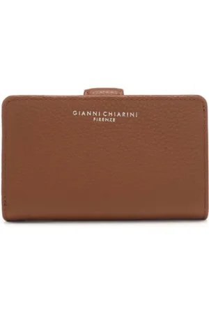 Gianni chiarini Portafoglio da donna in vera pelle martellata con logo lettering sul davanti caramello