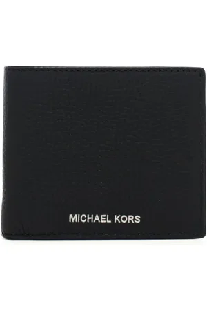 Michael Kors Portafoglio a libro da uomo hudson in pelle martellata nera