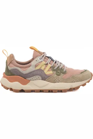 Flower Mountain Sneakers da donna yamano 3 in tessuto tecnico e suede marrone chiaro e rosa