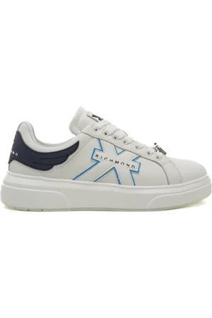 John Richmond Sneakers da uomo con inserto logato ai lati bianche e blu