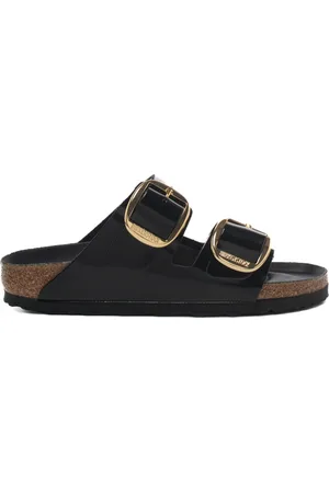 Birkenstock Sandali da donna arizona big buckle in vera pelle vernice neri