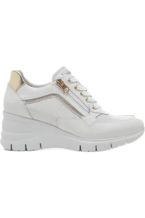 Nero Giardini Sneakers da donna con chiusura con lacci e zip bianche