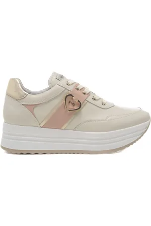 Nero Giardini Sneakers da donna in vera pelle con inserto a contrasto sul retro crema e rosa
