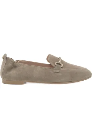 Nero Giardini Mocassini da donna in vera pelle scamosciata e inserto con strass sul davanti beige