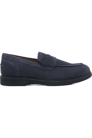 Nero Giardini Mocassini da uomo in suede con logo monogram inciso sulla parte sinistra blu