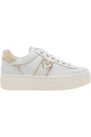 Nero Giardini Sneakers da donna in vera pelle con logo monogram sul lato esterno bianche