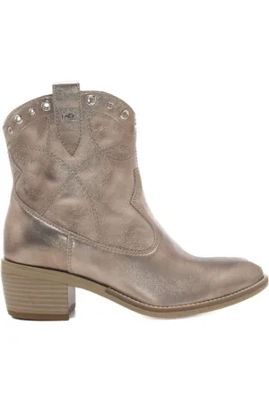 Nero Giardini Stivaletti bassi da donna in vera pelle con tacco cowboy platino