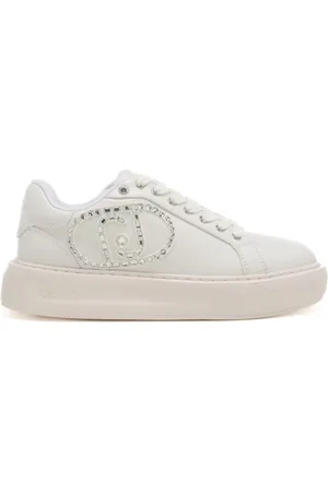 Liu Jo Sneakers da donna kylie con maxi logo monogram con strass sulla parte esterna bianche