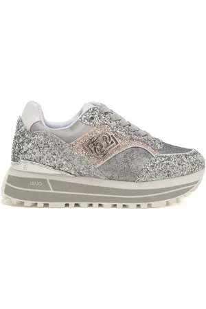 Liu Jo Sneakers da donna maxi wonder 73 con tomaia glitterata all over argento