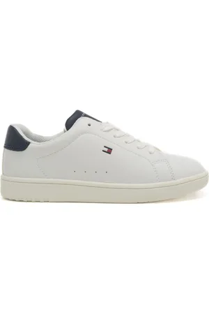Tommy Hilfiger Sneakers da bambino con inserto a contrasto sul retro bianche blu