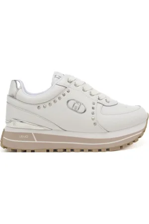 Liu Jo Sneakers da donna maxi wonder 87 con logo monogram e borchie sulla parte esterna bianche