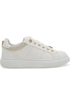 Tommy Hilfiger Sneakers da bambina con chiusura con lacci e zip sulla parte interna bianco platino