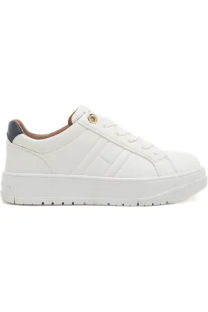Tommy Hilfiger Sneakers da bambino con h incisa sulla tomaia e inserto a contrasto sul retro bianche blu