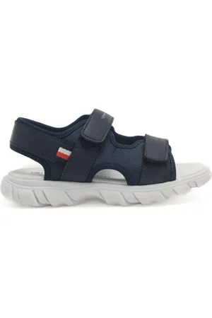 Tommy Hilfiger Sandali da bambino con logo lettering sul davanti e chiusura a strappo blu