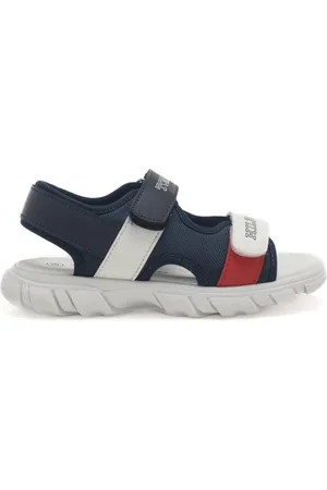 Tommy Hilfiger Sandali da bambino con maxi logo lettering sul davanti e chiusura a strappo blu
