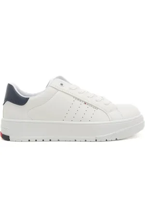 Tommy Hilfiger Sneakers da bambino con inserto a contrasto sul retro e sulla suola bianche blu