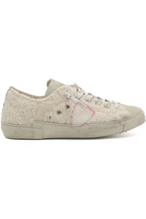 Philippe model Sneakers donna prsx low effetto bouclè con glitter lait argent