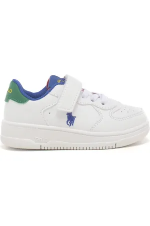 Ralph Lauren Sneakers da bambino con strappo e lacci bianche e verdi