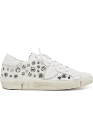 Philippe model Sneakers da donna prsx low con tomaia traforata con borchie in metallo bianche