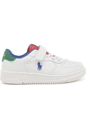 Ralph Lauren Sneakers da bambino con strappo e lacci bianche e verdi