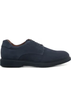 Nero Giardini Scarpe stringate da uomo in vera pelle effetto scamosciato blu