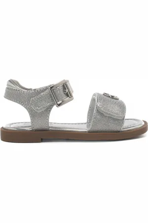 Michael Kors Sandali da bambina con logo monogram frontale argento